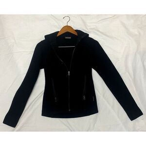 #7975 Earth Sea Sky Mericon Outer Layer Wool Womens Black Long Sleeve Wool Zip U